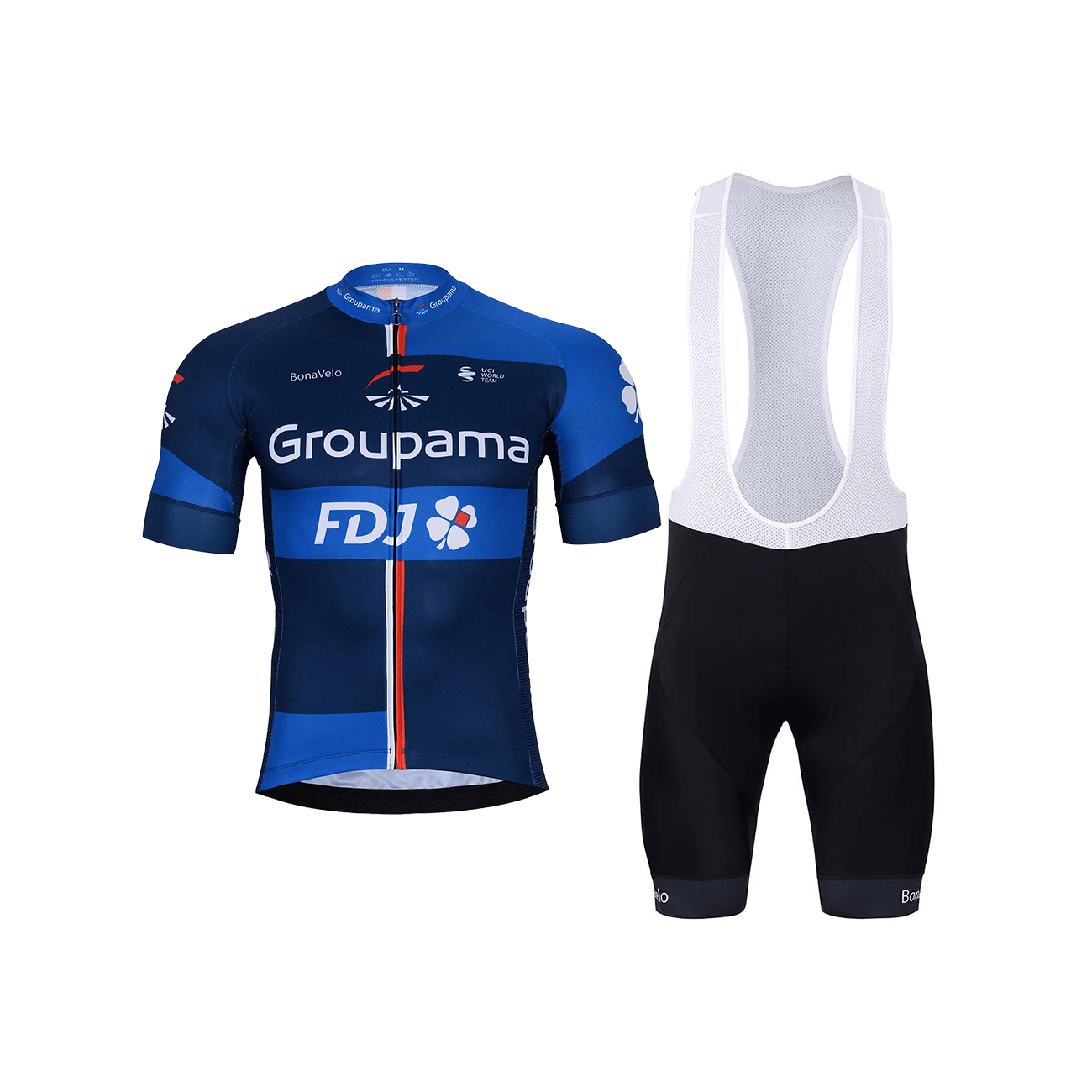 Levně BONAVELO Cyklistický krátký dres a krátké kalhoty - GROUPAMA FDJ 2024 - modrá/černá