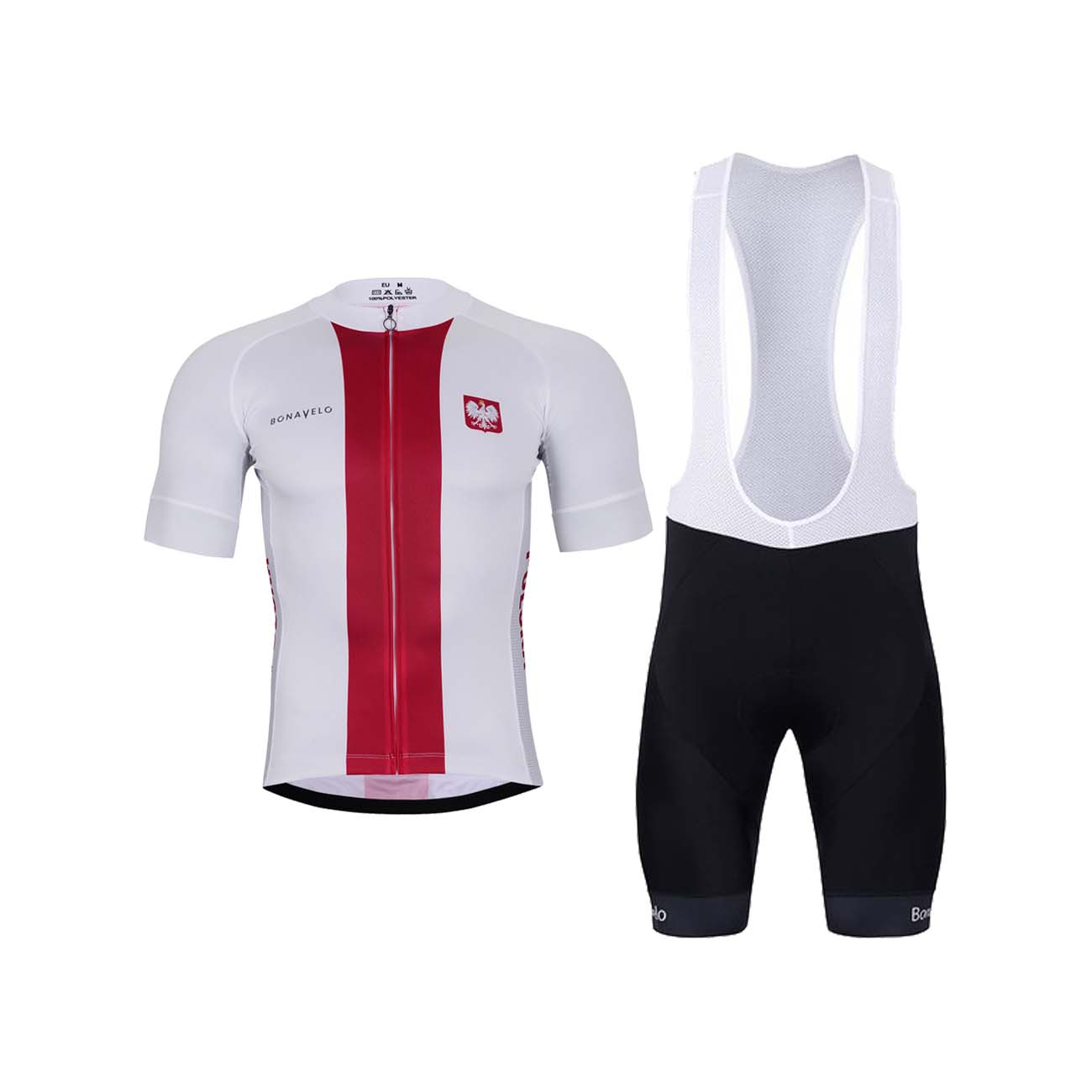 
                BONAVELO Cyklistický krátký dres a krátké kalhoty - POLAND I. - bílá/červená/černá
            