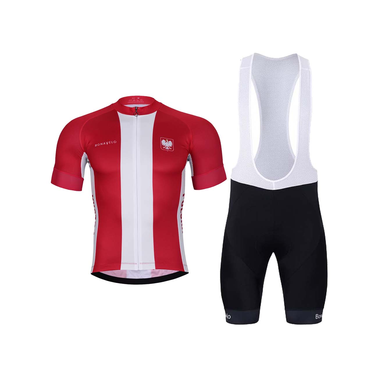Levně BONAVELO Cyklistický krátký dres a krátké kalhoty - POLAND II. - bílá/černá/červená