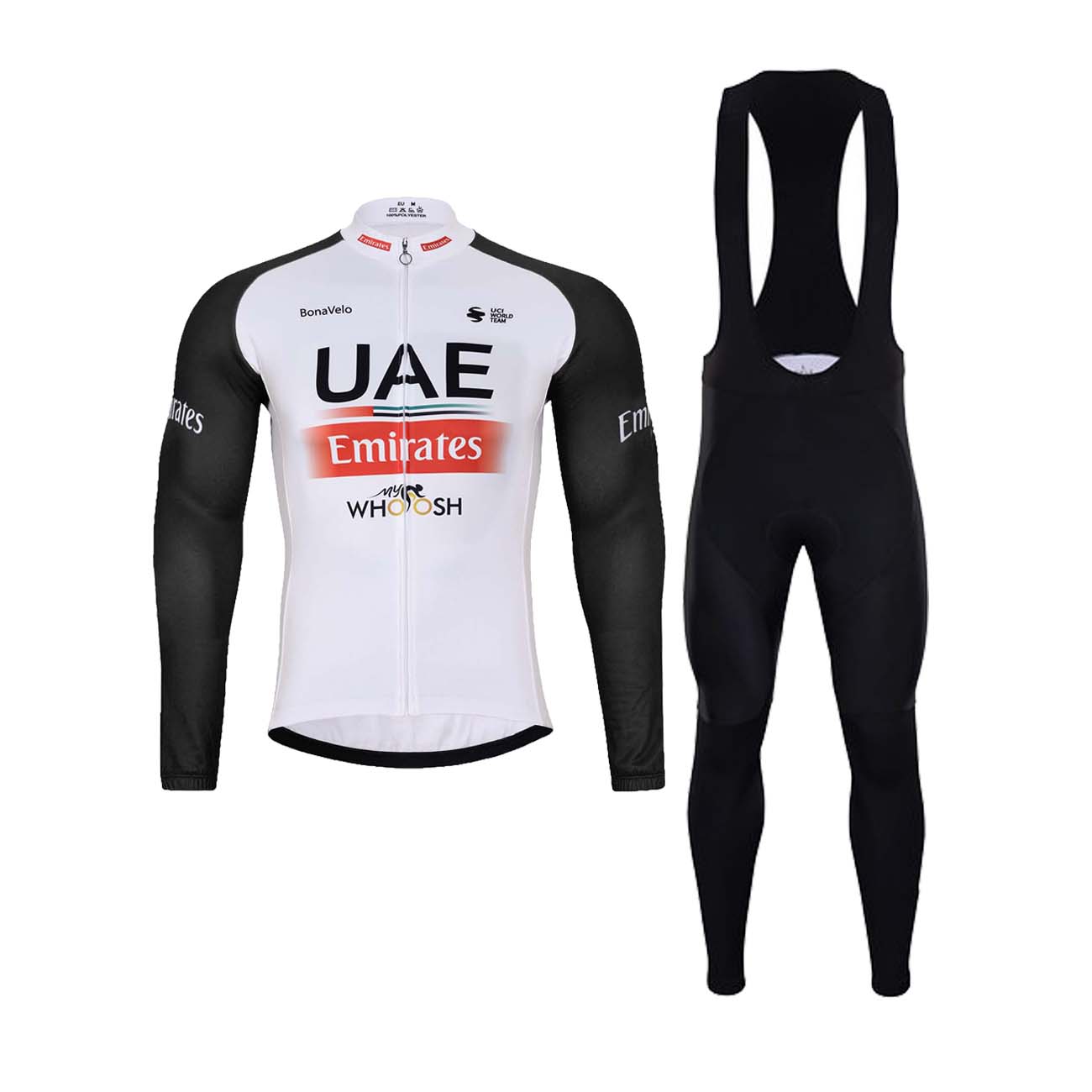 
                BONAVELO Cyklistický zimní dres a kalhoty - UAE 2023 WINTER - černá/červená/bílá
            