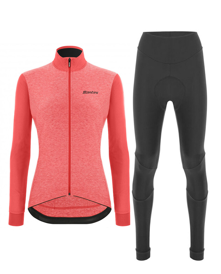 
                SANTINI Cyklistický zimní dres a kalhoty - COLORE PURO LADY WNT - růžová/černá
            