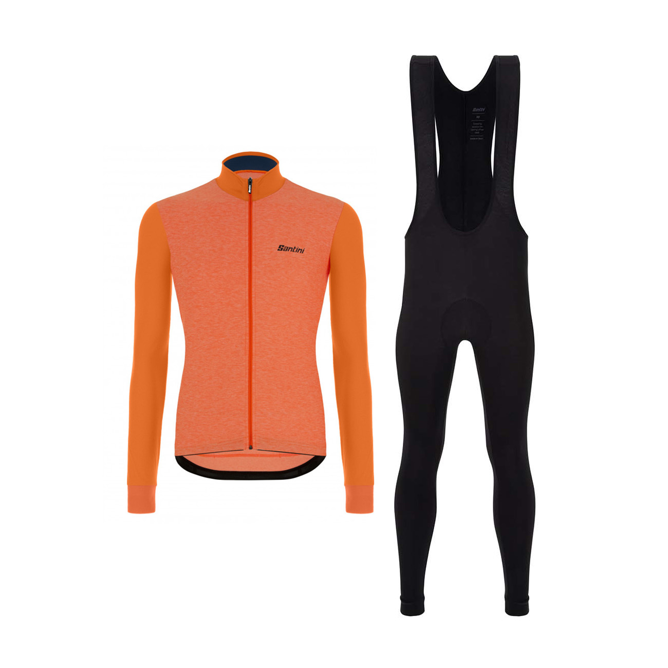 SANTINI Cyklistický zimní dres a kalhoty - COLORE PURO+OMNIA - oranžová/černá