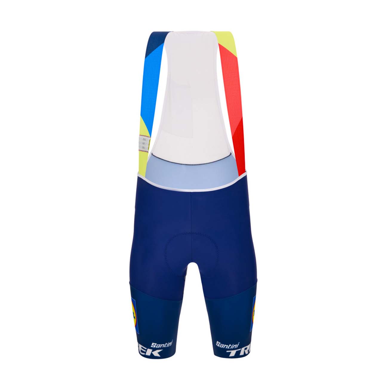 
                SANTINI Cyklistické kalhoty krátké s laclem - LIDL TREK 2024 TEAM ORIGINAL - modrá/červená XL
            