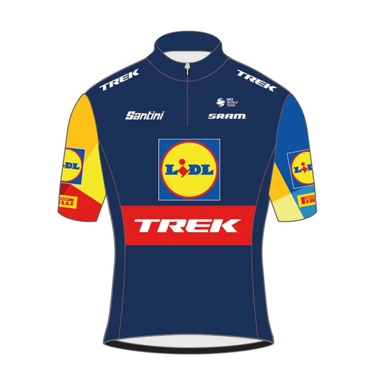 
                SANTINI Cyklistický dres s krátkým rukávem - LIDL TREK 2024 KIDS - žlutá/červená/modrá
            