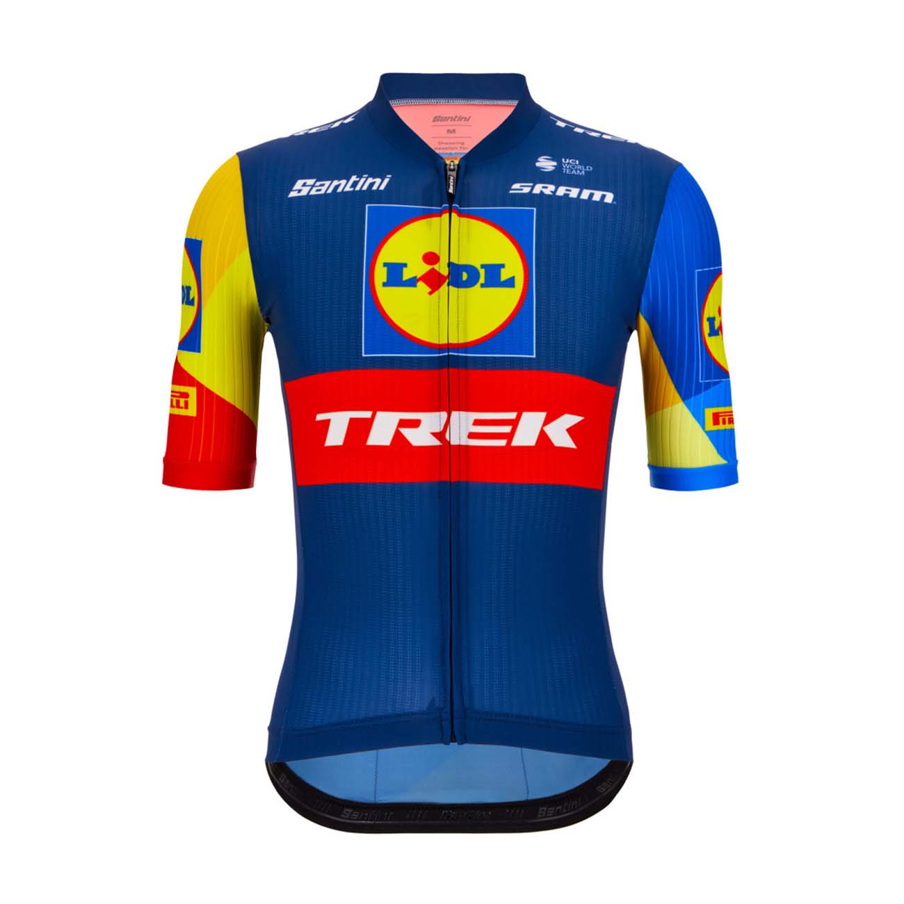 Levně SANTINI Cyklistický dres s krátkým rukávem - LIDL TREK 2024 TEAM ORIGINAL - červená/žlutá/modrá XL
