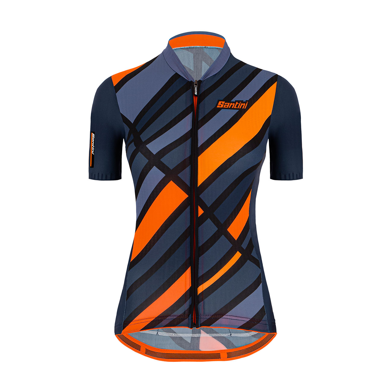 
                SANTINI Cyklistický dres s krátkým rukávem - SLEEK RAGGIO LADY - oranžová/modrá S
            