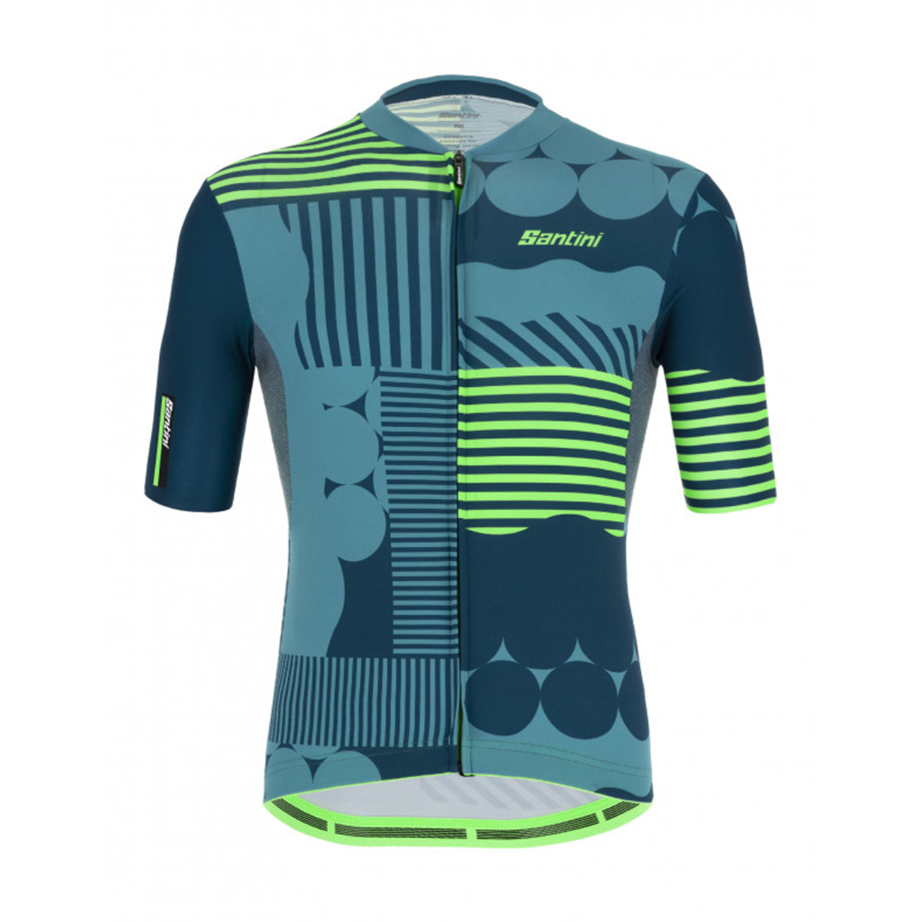 
                SANTINI Cyklistický dres s krátkým rukávem - DELTA OPTIC - zelená/modrá
            