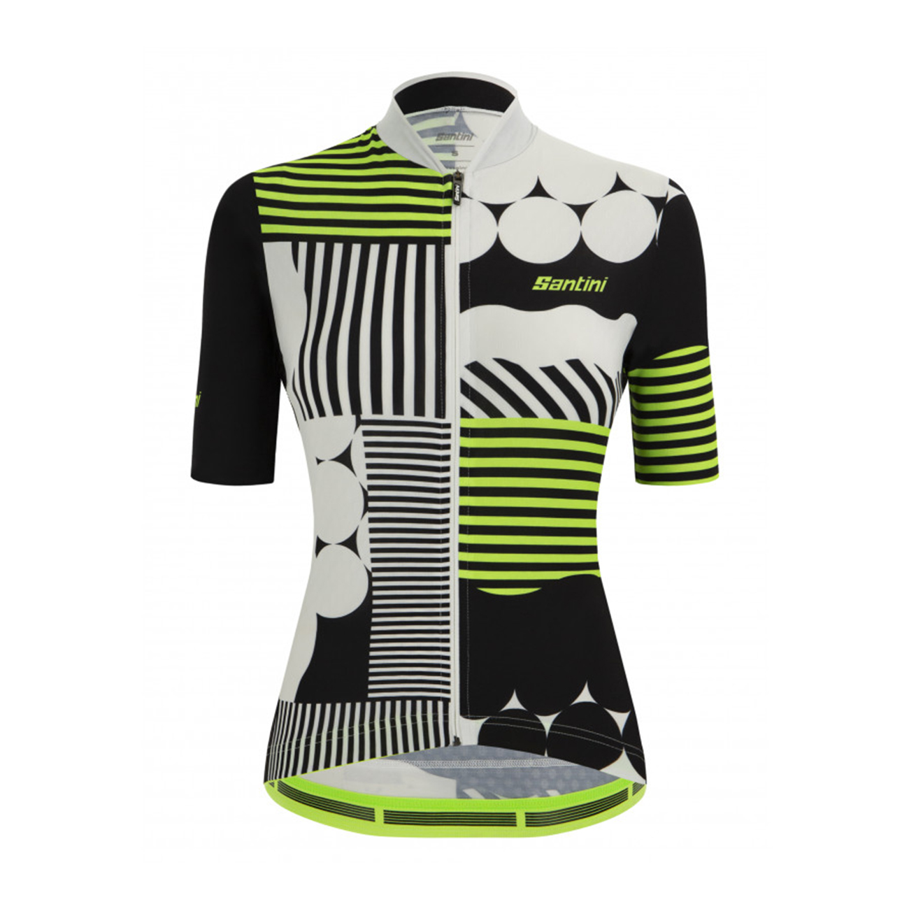
                SANTINI Cyklistický dres s krátkým rukávem - GIADA OPTIC LADY - černá/bílá/žlutá M
            
