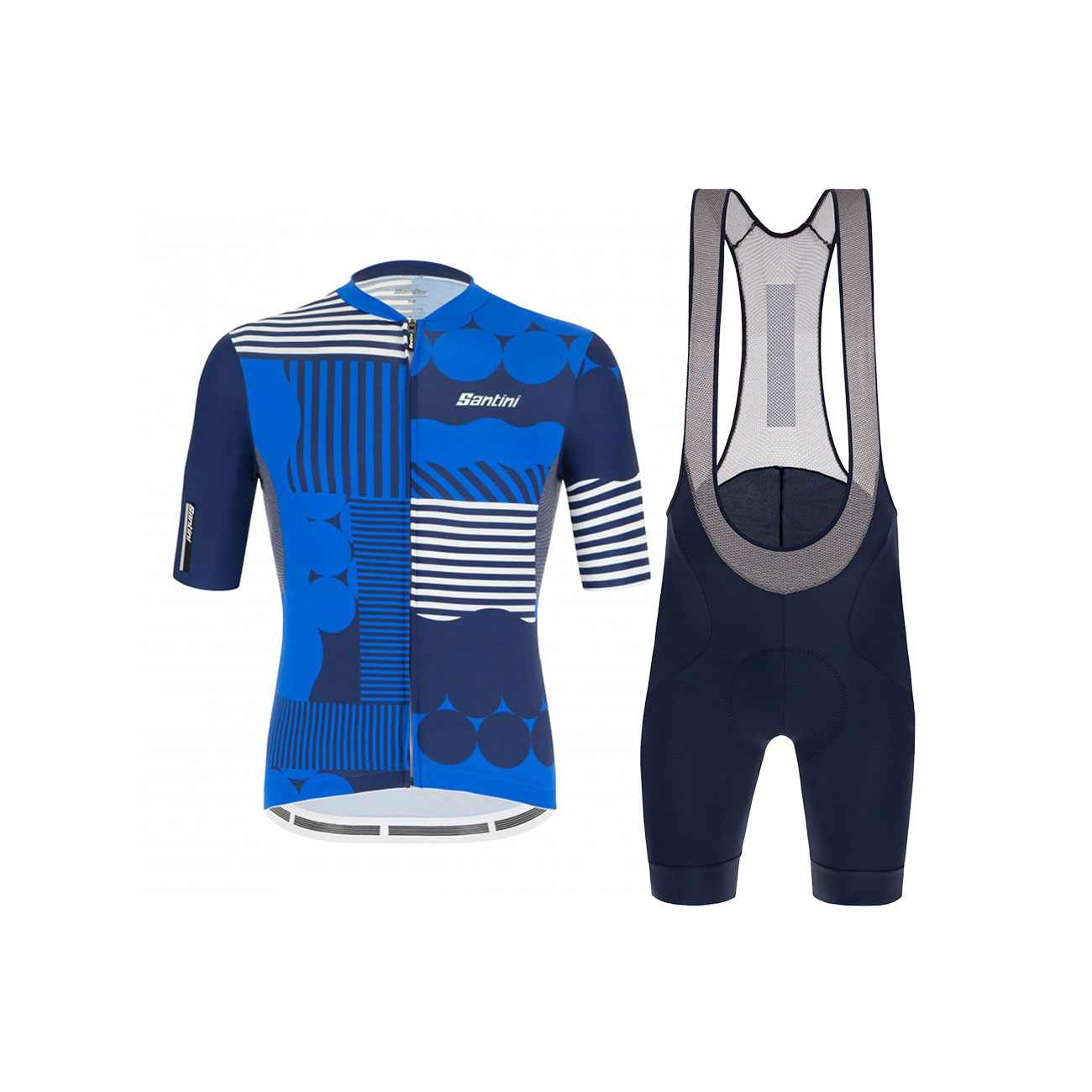 
                SANTINI Cyklistický krátký dres a krátké kalhoty - DELTA OPTIC - modrá/bílá
            