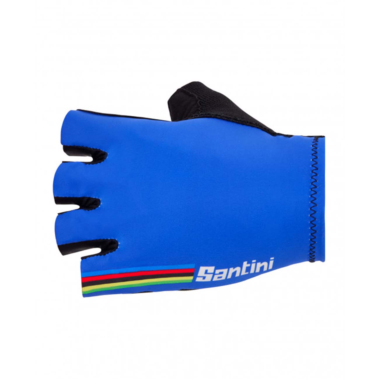 
                SANTINI Cyklistické rukavice krátkoprsté - UCI RAINBOW - modrá/duhová M
            
