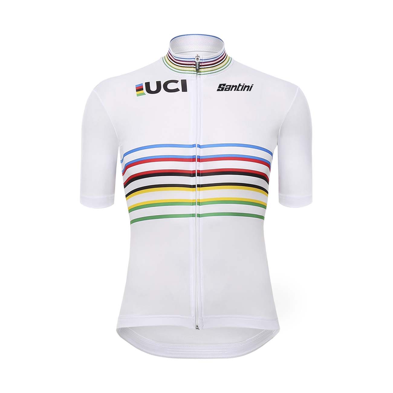 
                SANTINI Cyklistický dres s krátkým rukávem - UCI WORLD CHAMPION MASTER - duhová/bílá L
            