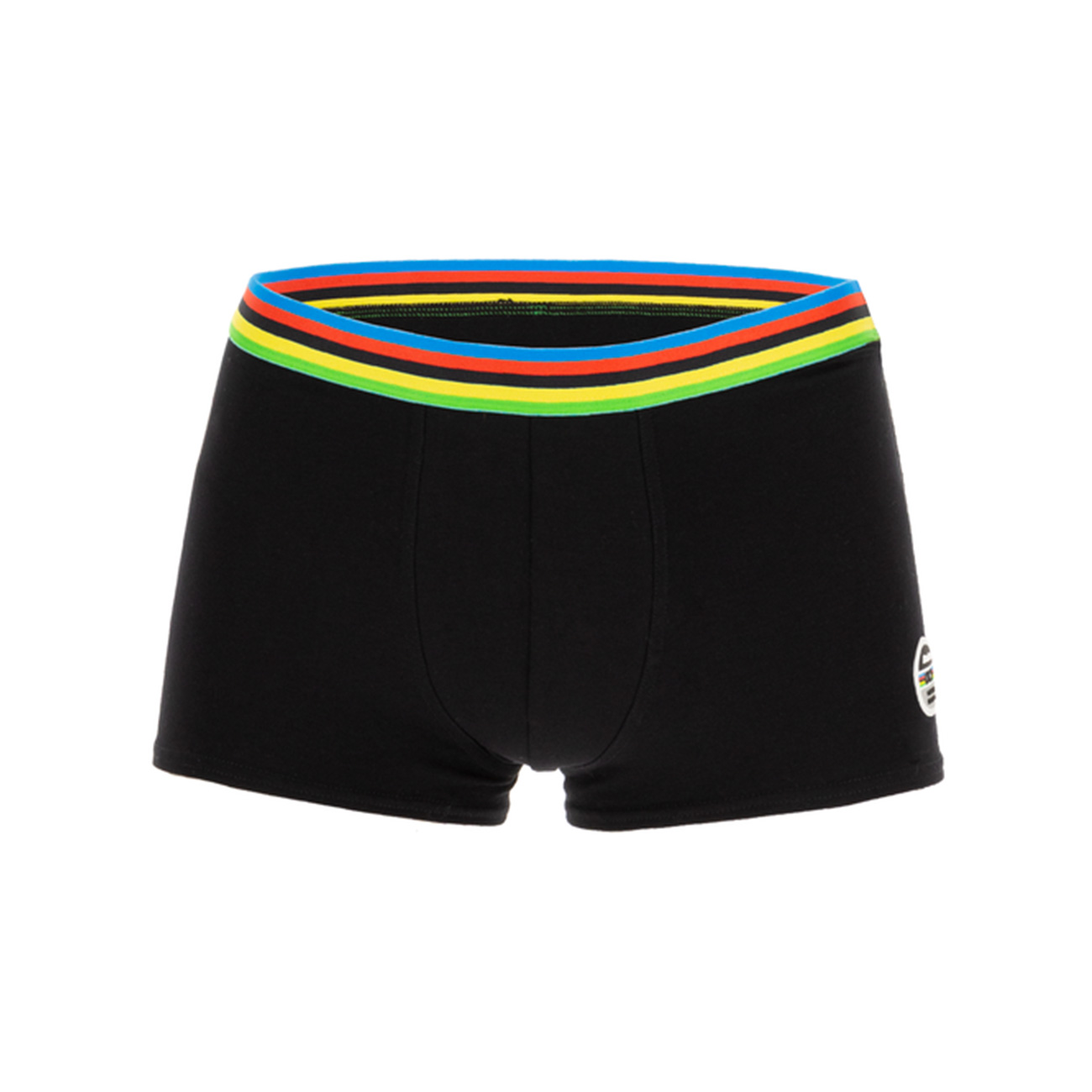 
                SANTINI Cyklistické boxerky - UCI RAINBOW - černá S
            
