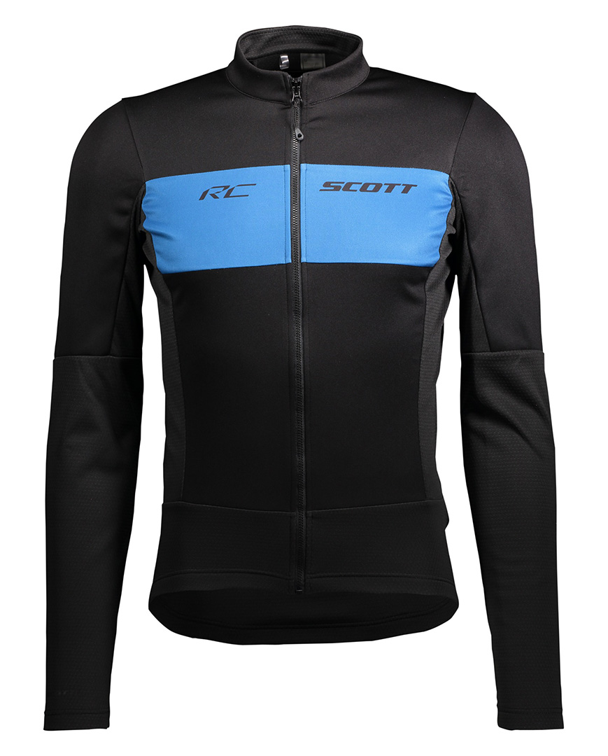 SCOTT Cyklistická zateplená bunda - RC WARM HYBRID WB - černá/modrá M