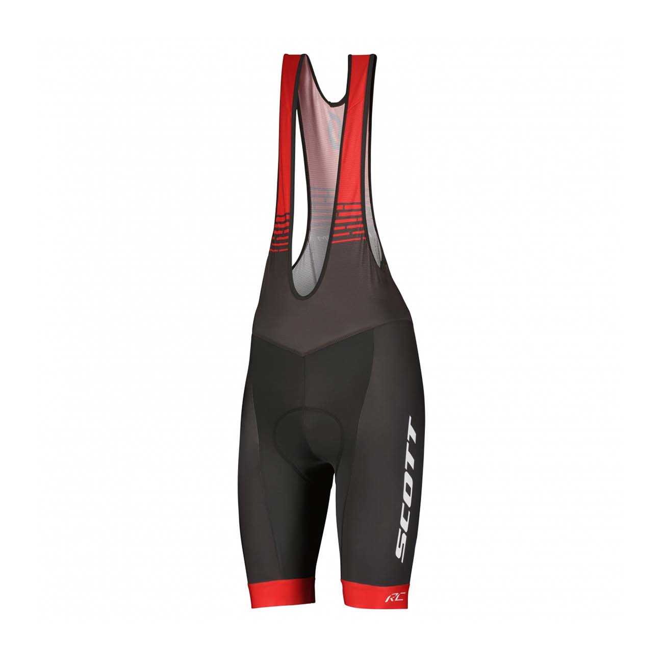 
                SCOTT Cyklistické kalhoty krátké s laclem - RC TEAM ++ 2022 - šedá/červená
            