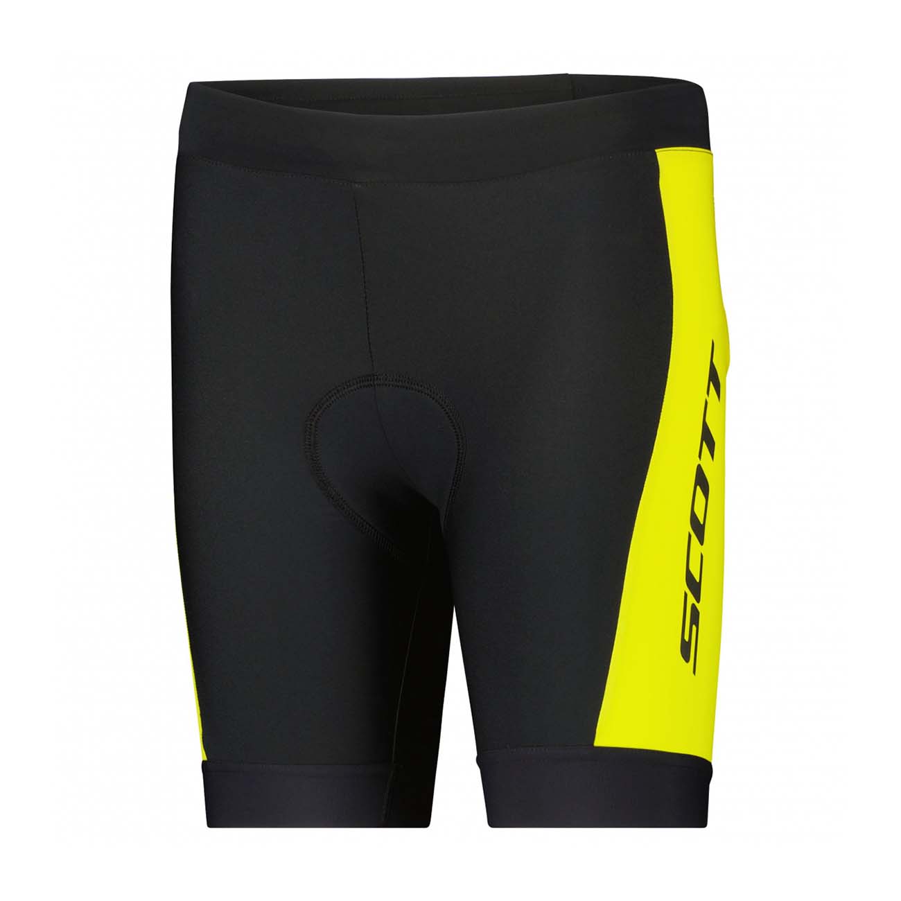 
                SCOTT Cyklistické kalhoty krátké bez laclu - RC PRO JUNIOR 2022 - černá/žlutá 140 cm
            