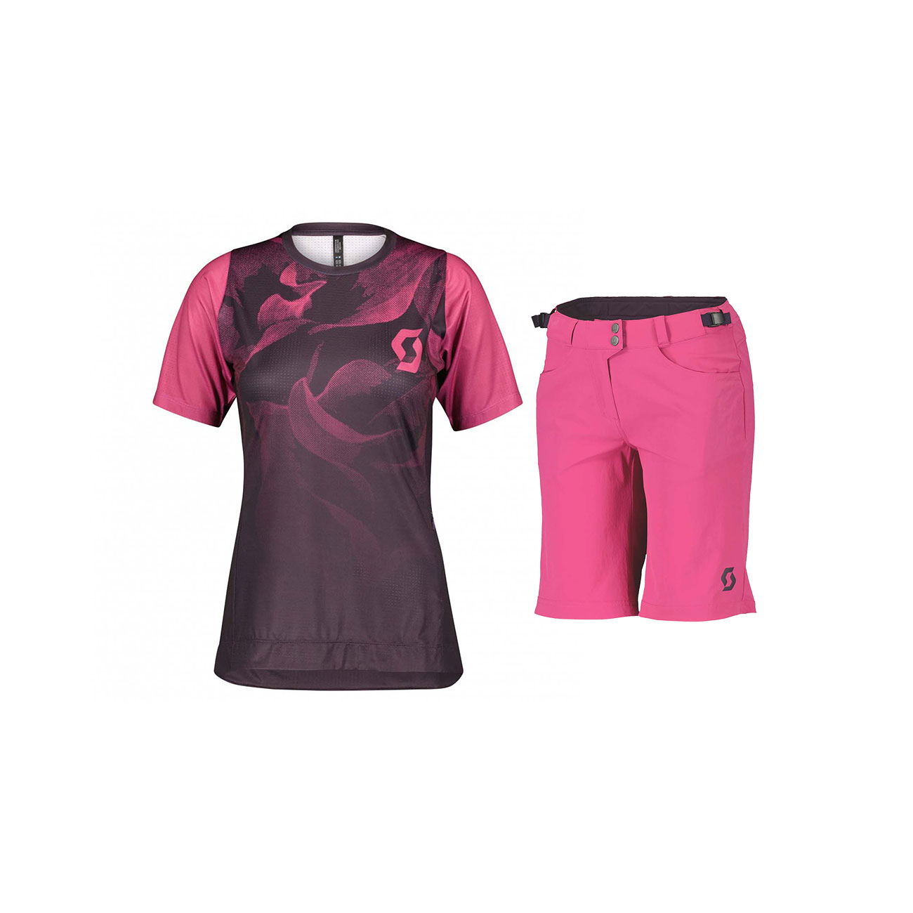 Levně SCOTT Cyklistický krátký dres a krátké kalhoty - TRAIL VERTIC LADY - fialová/růžová