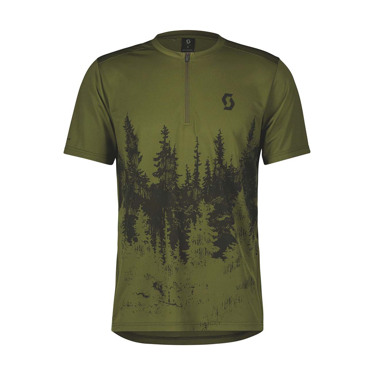 
                SCOTT Cyklistický dres s krátkým rukávem - TRAIL FLOW ZIP SS - zelená 2XL
            