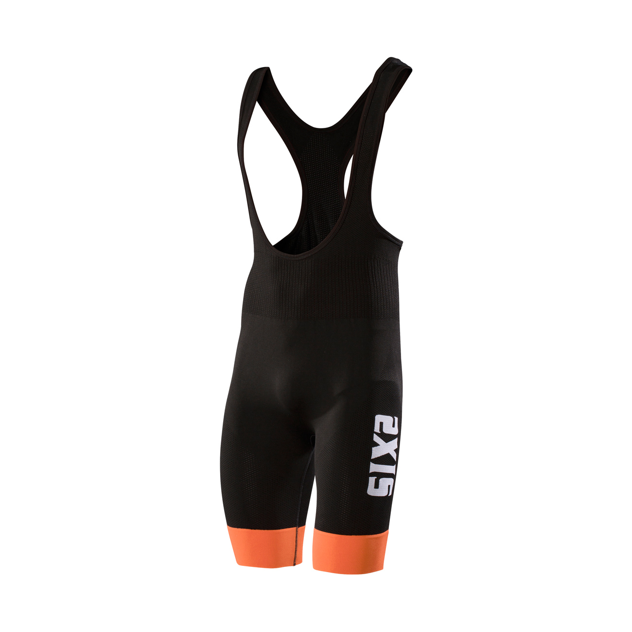 
                SIX2 Cyklistické kalhoty krátké s laclem - SLP STRIPES - černá/oranžová
            