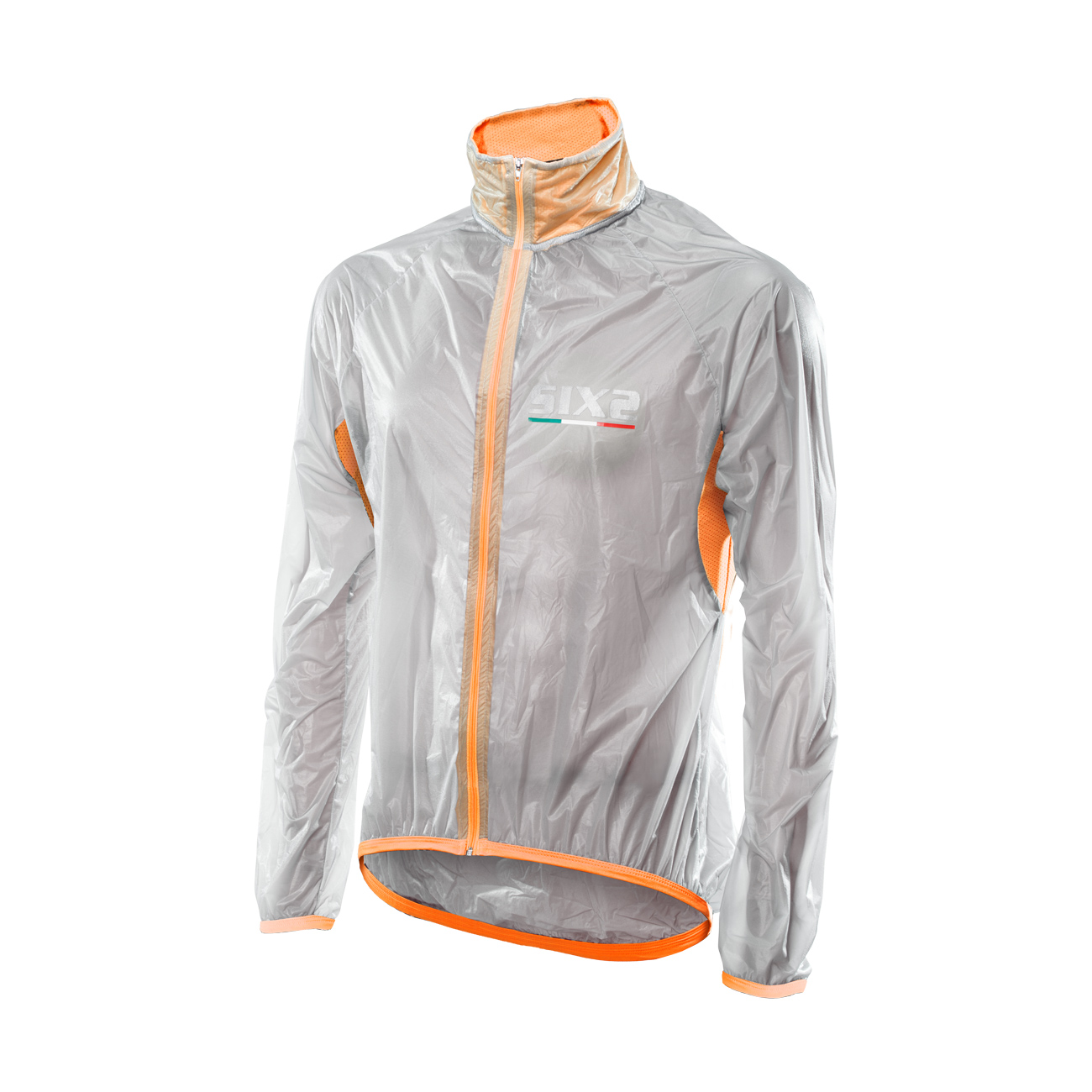 
                SIX2 Cyklistická větruodolná bunda - GHOST - transparentní/oranžová S
            