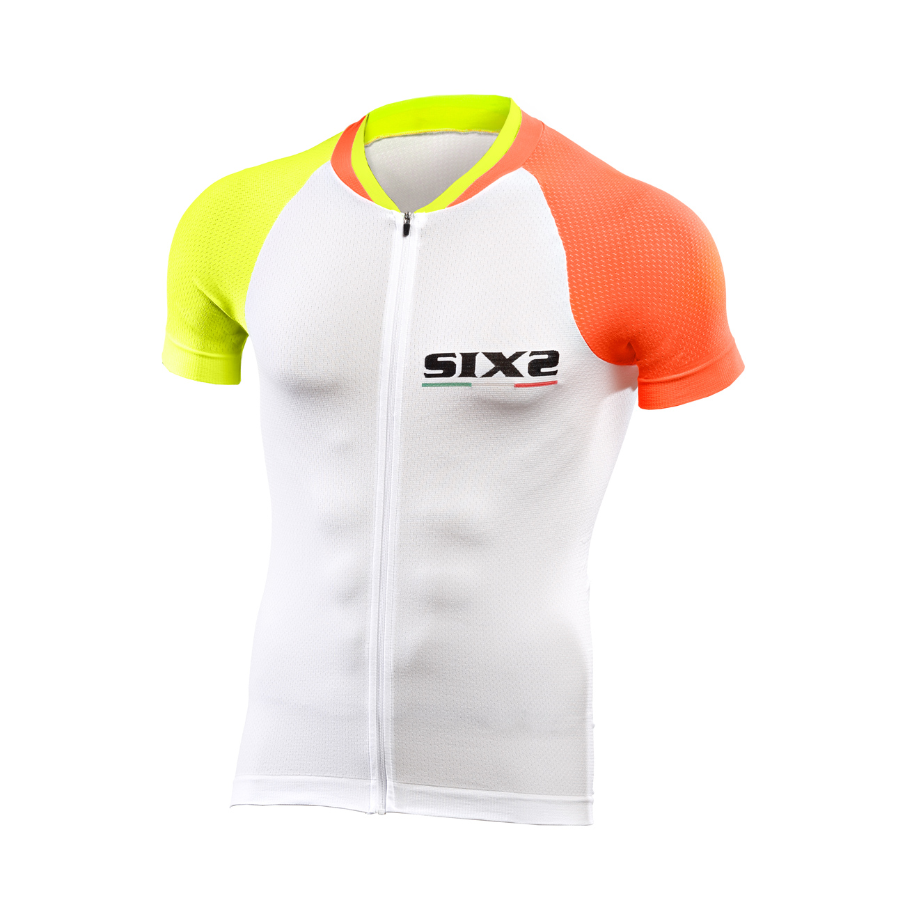 
                SIX2 Cyklistický dres s krátkým rukávem - BIKE3 ULTRALIGHT - oranžová/bílá/žlutá
            