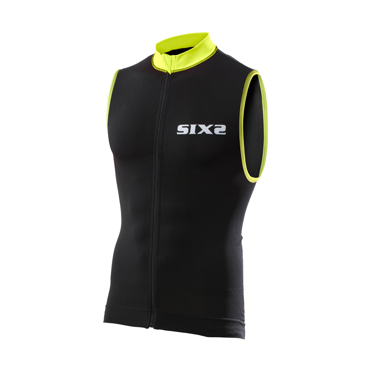 
                SIX2 Cyklistický dres bez rukávů - BIKE2 STRIPES - černá/žlutá S
            