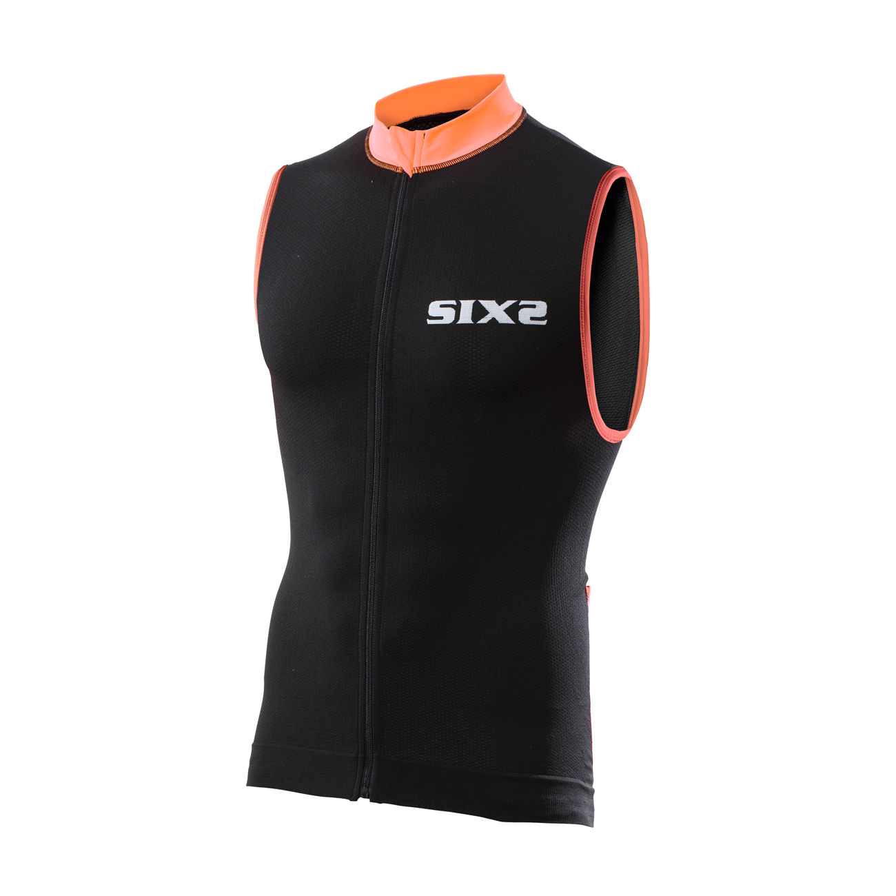 
                SIX2 Cyklistický dres bez rukávů - BIKE2 STRIPES - černá/oranžová S
            