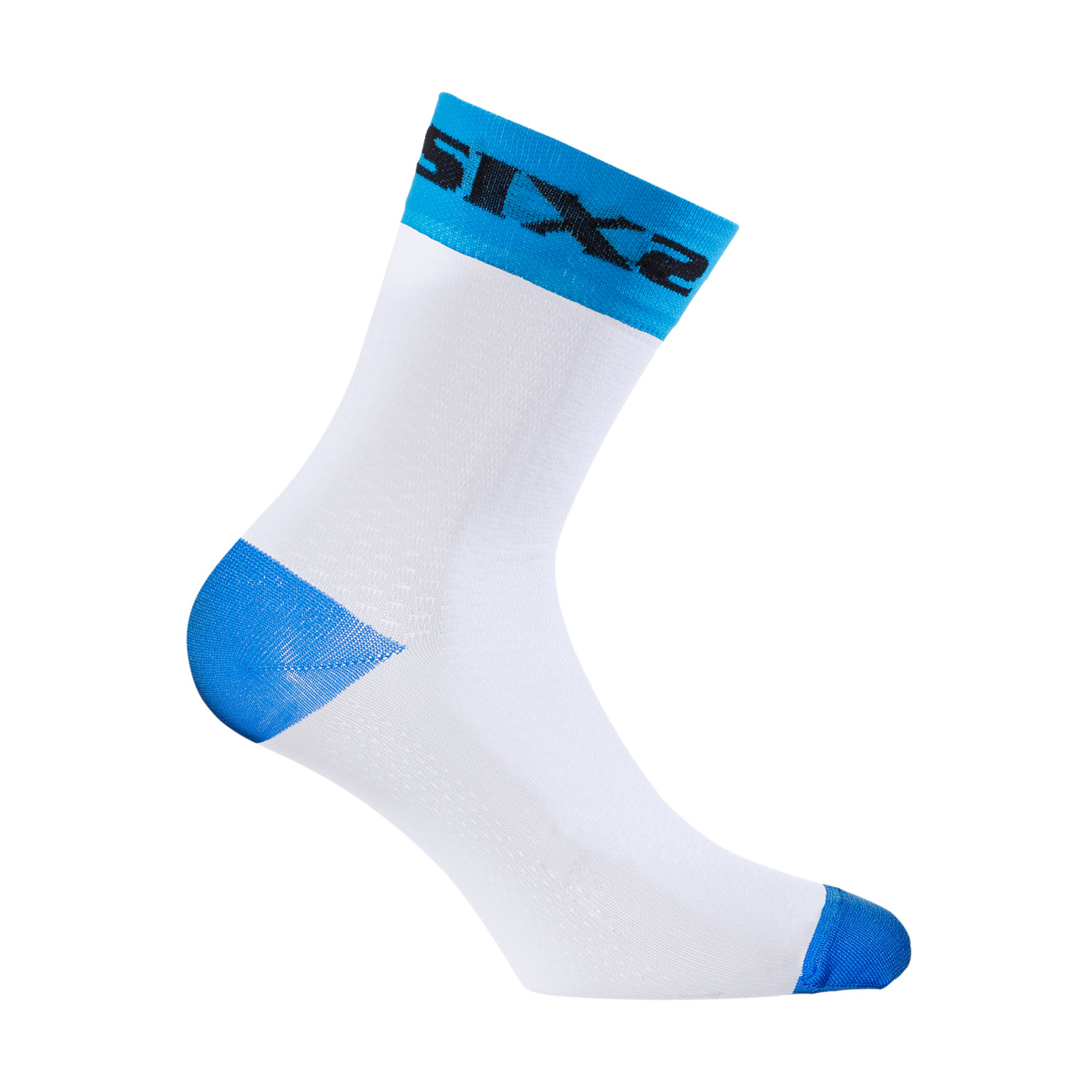 
                SIX2 Cyklistické ponožky klasické - WHITE SHORT - bílá/světle modrá
            