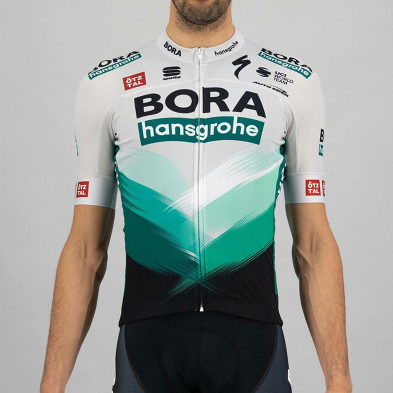 
                SPORTFUL Cyklistický dres s krátkým rukávem - BORA HANSGROHE 2021 - šedá/zelená
            