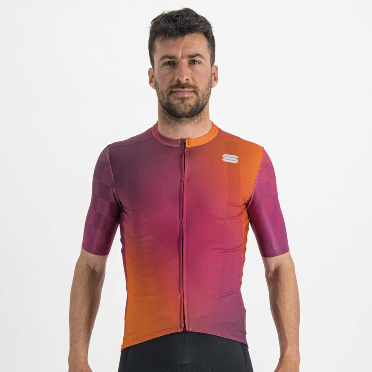 
                SPORTFUL Cyklistický dres s krátkým rukávem - ROCKET - oranžová/růžová/bordó S
            