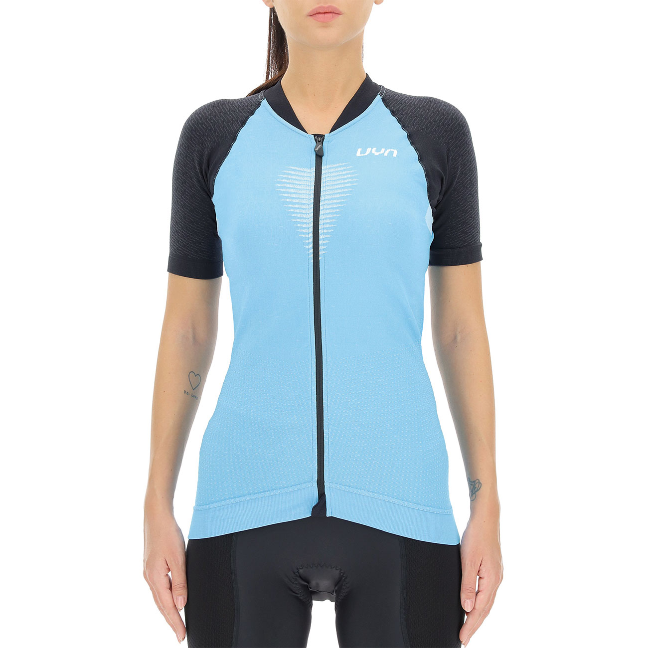 UYN Cyklistický dres s krátkým rukávem - GRANFONDO LADY - světle modrá/antracitová/černá/modrá S