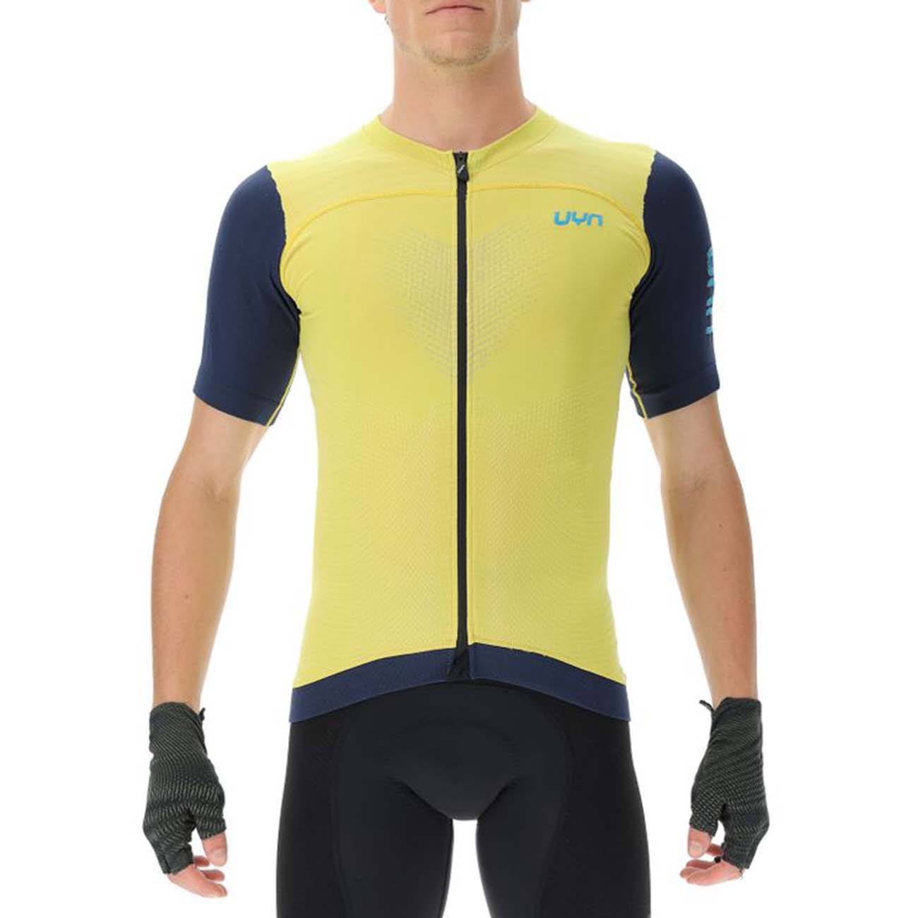 
                UYN Cyklistický dres s krátkým rukávem - BIKING GARDA - žlutá/modrá 2XL
            