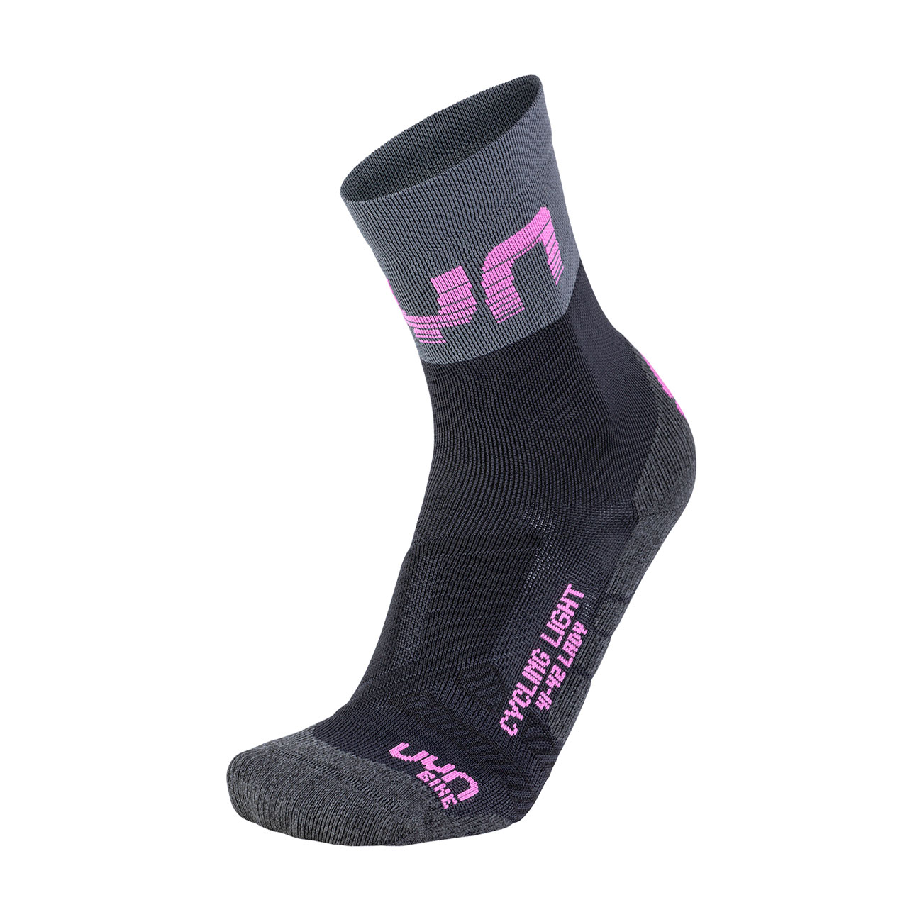 
                UYN Cyklistické ponožky klasické - LIGHT LADY - černá/šedá/růžová
            